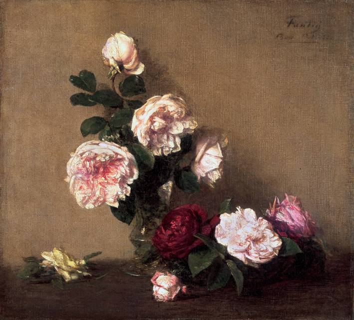  方丹·拉图尔 Fantin-Latour 静物与白玫瑰 Still Life with Roses of Dijon